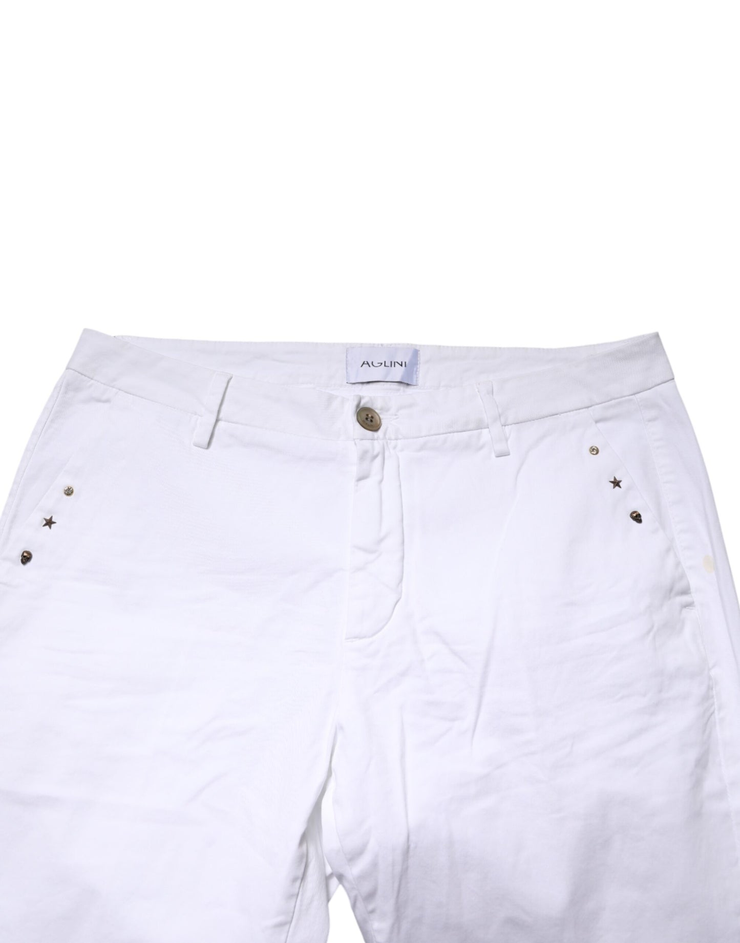 White Skinny Fit Mid Waist Men Chino Trouser Pants