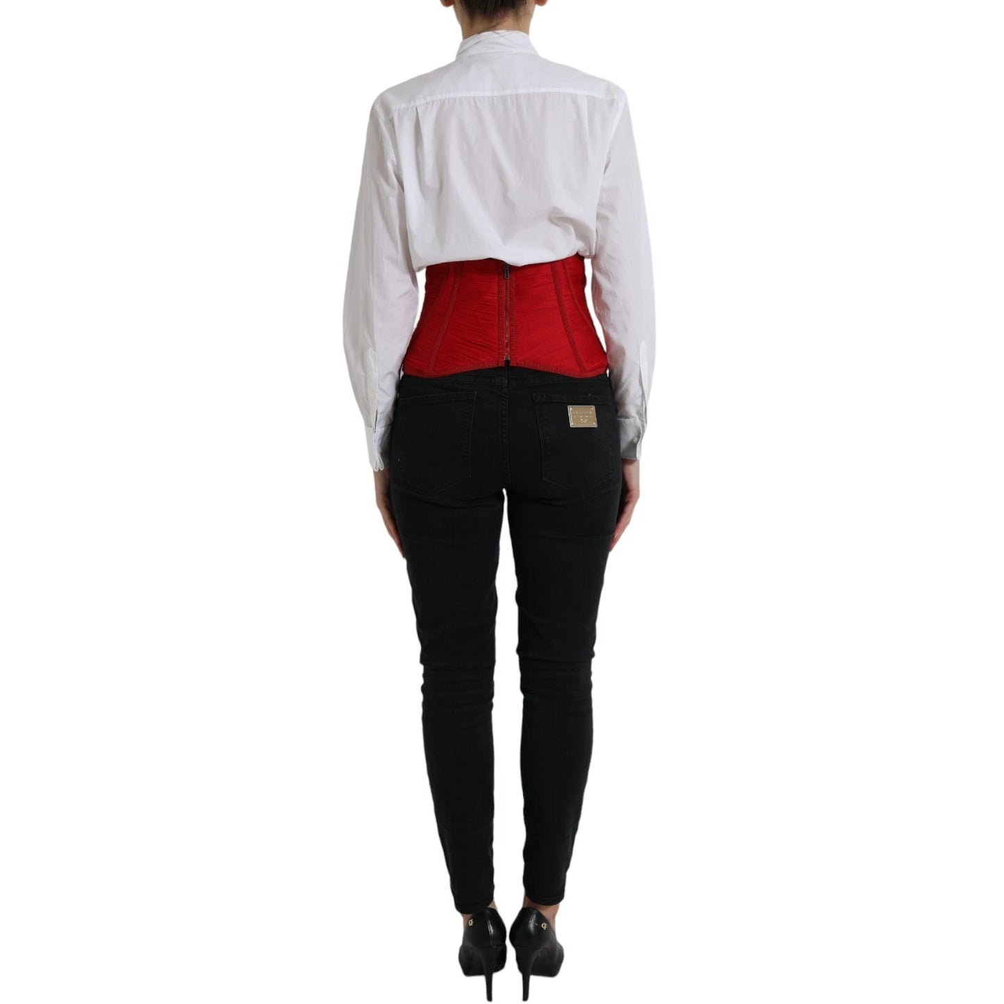 Red Silk Belt Waist Lace Up Strap Corset