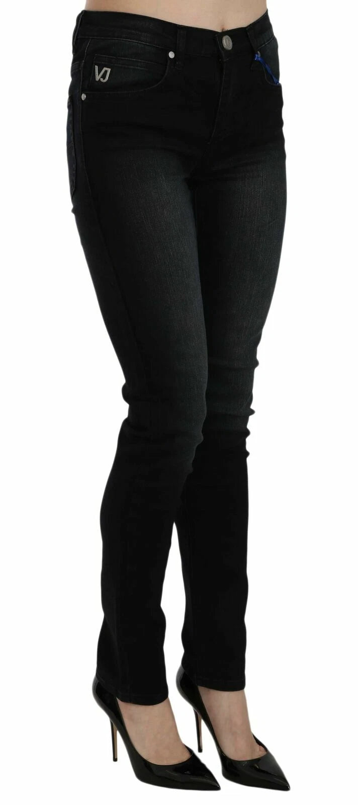 Dark Black Dora Slim Fit Denim Pants