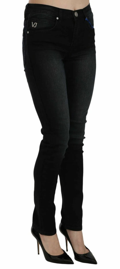 Dark Black Dora Slim Fit Denim Pants
