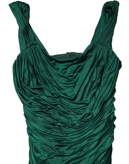 Green Viscose Drape Jersey Organzine Tank Top