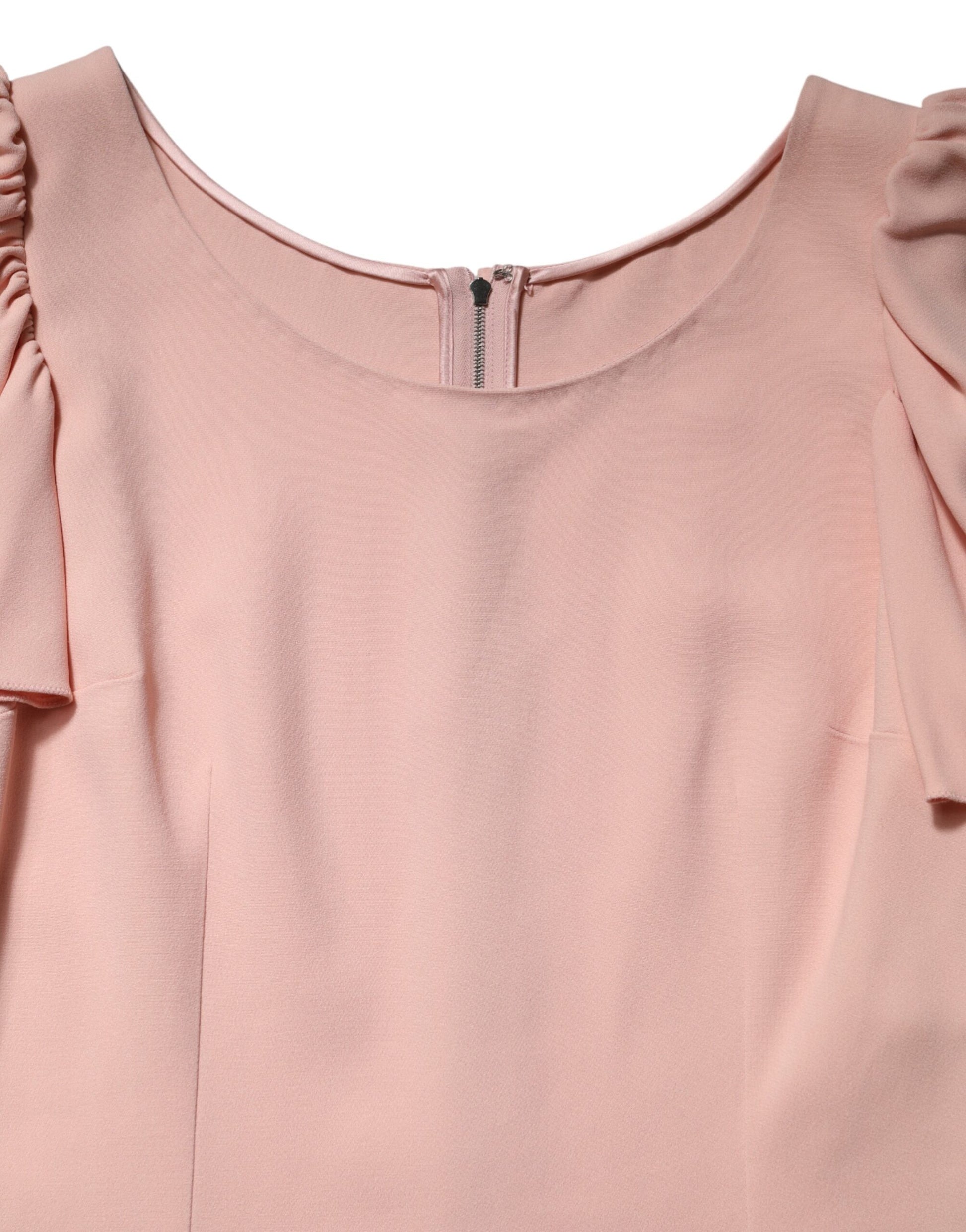 Pink Short Sleeves Round Neck Blouse Top