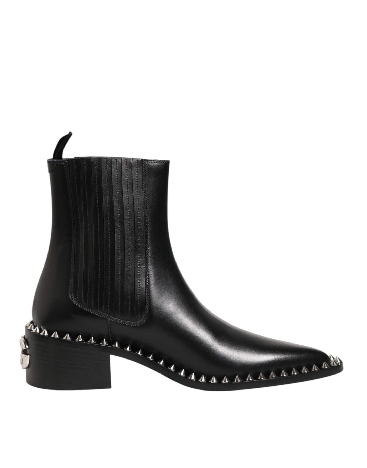 Black Studded Chelsea Short Ankle Boots Shoes