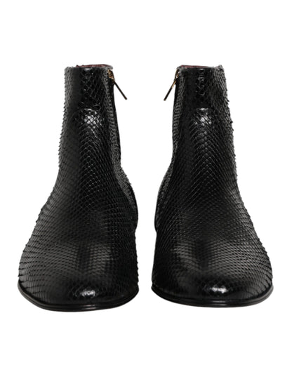 Black Leather Chelsea Short Ankle Boots  Shoes