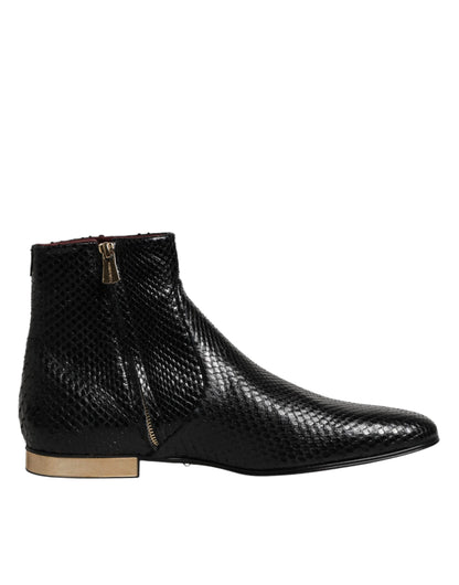 Black Leather Chelsea Short Ankle Boots  Shoes