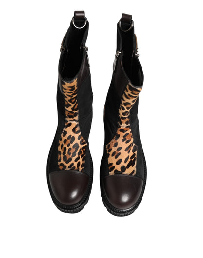 Multicolor Leopard Mid Calf Boots Shoes