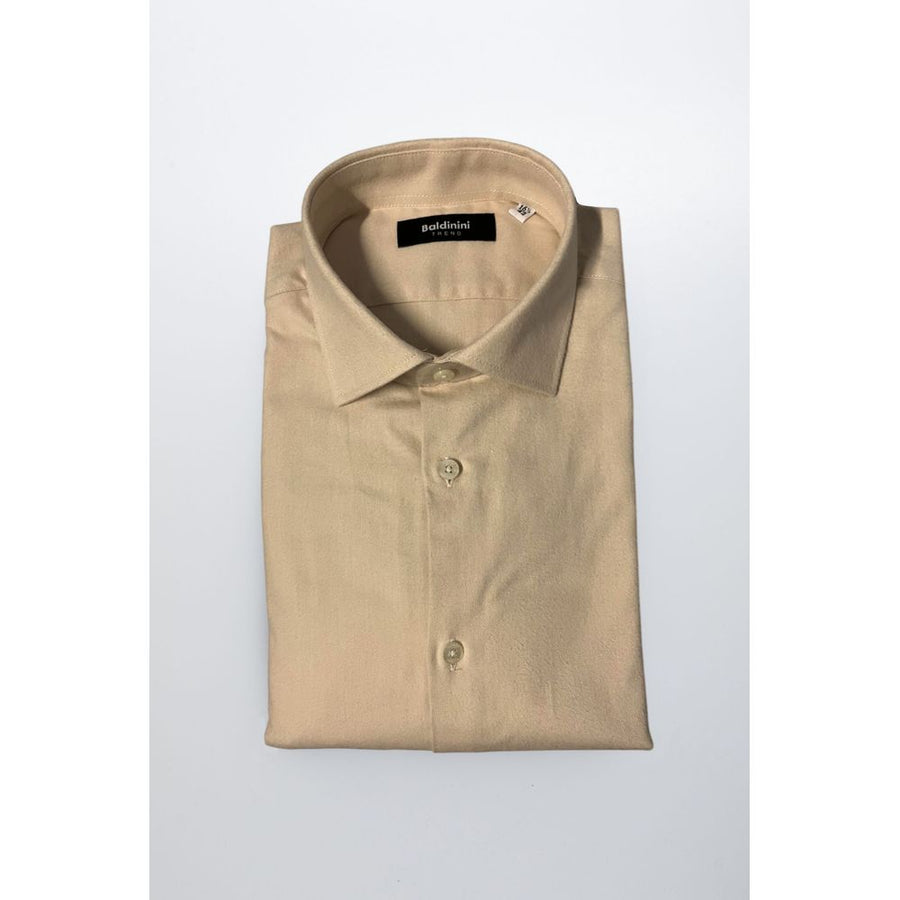 Beige Cotton Men Shirt