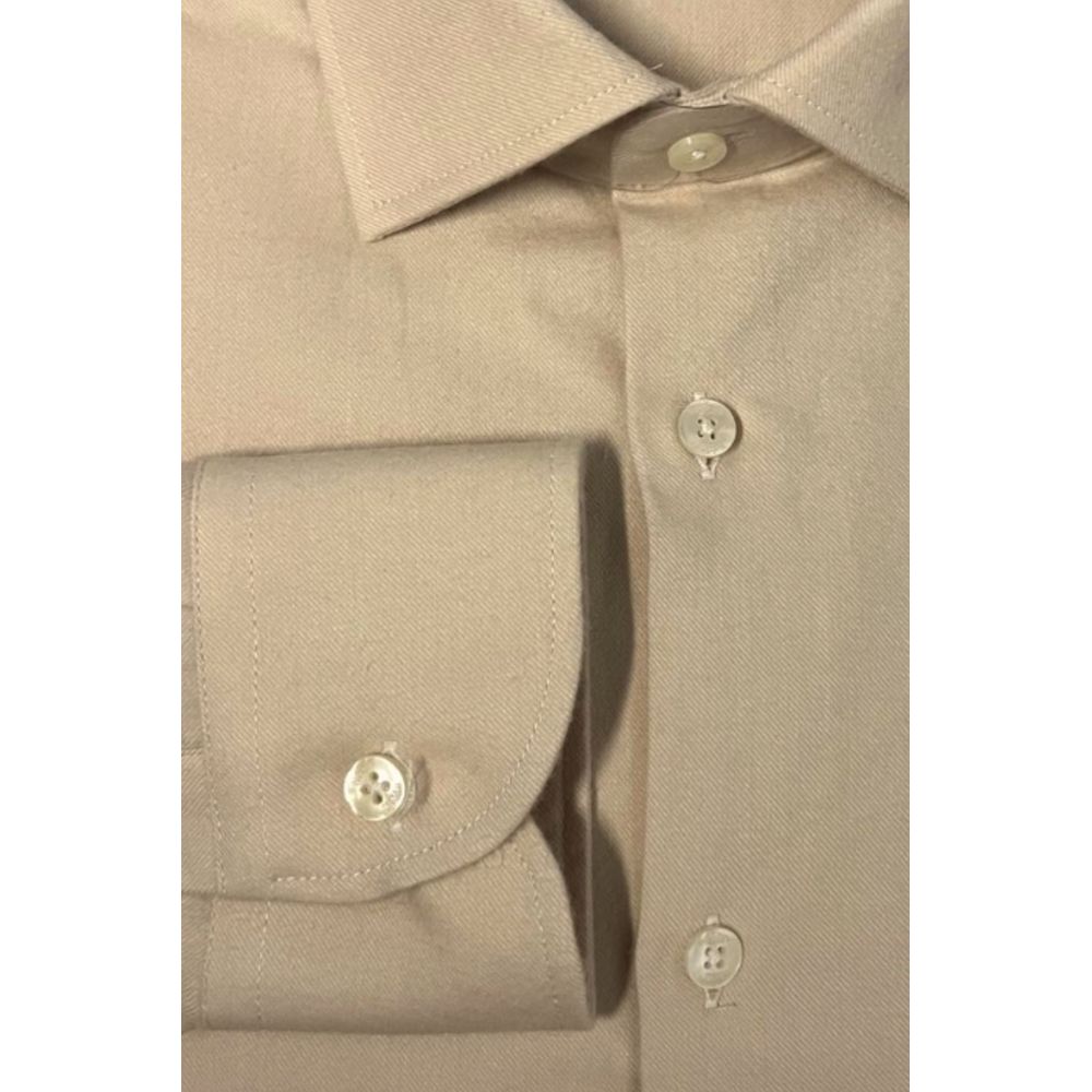 Beige Cotton Men Shirt
