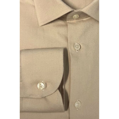Beige Cotton Men Shirt