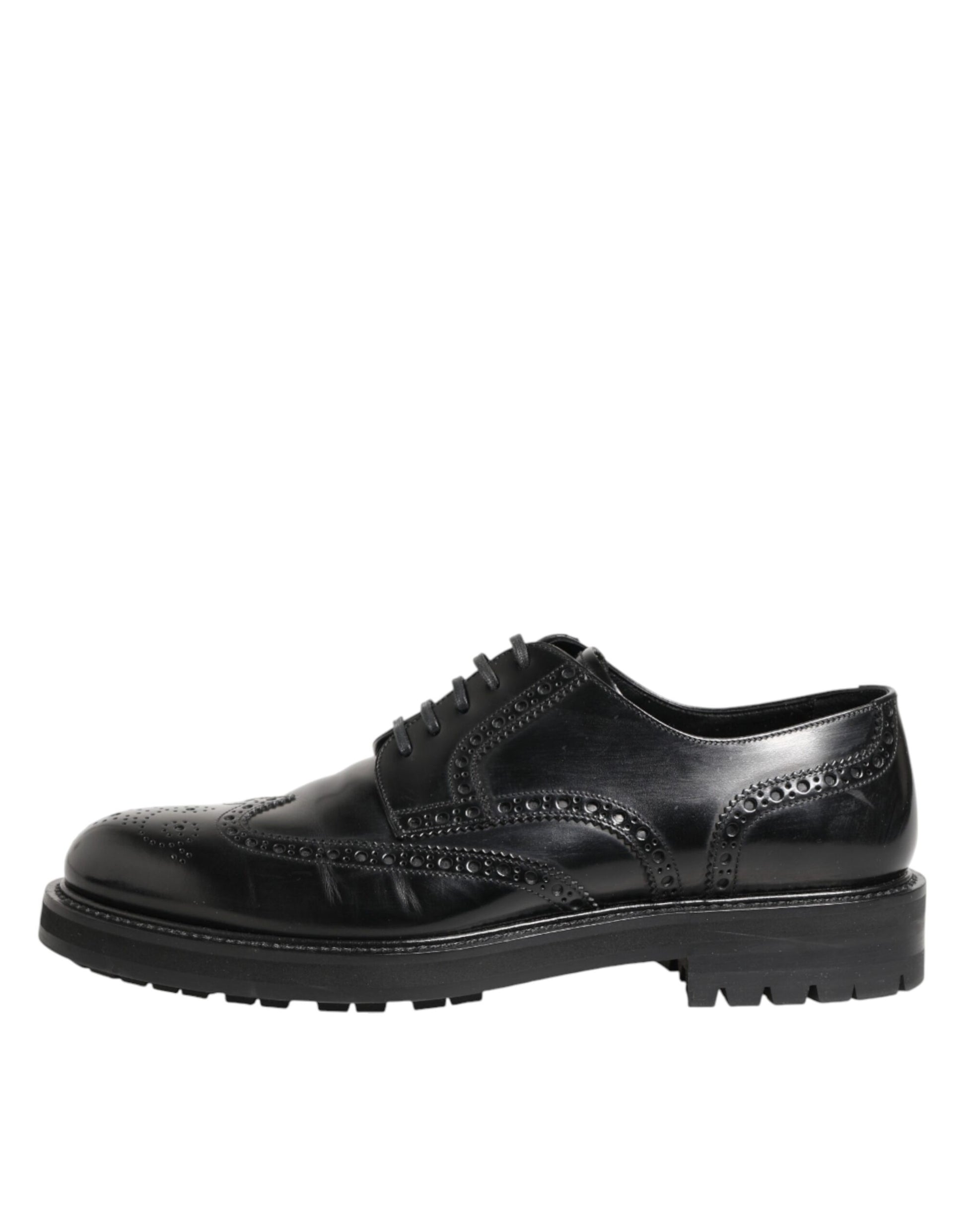 Black Calfskin Leather Derby Men Dress Shoes