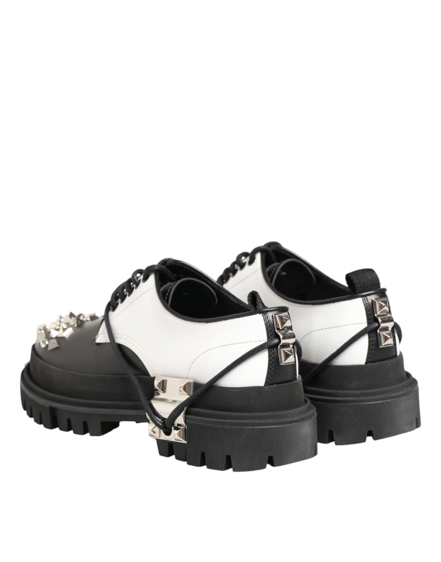 Black White Studded Men Formal Derby Shoes