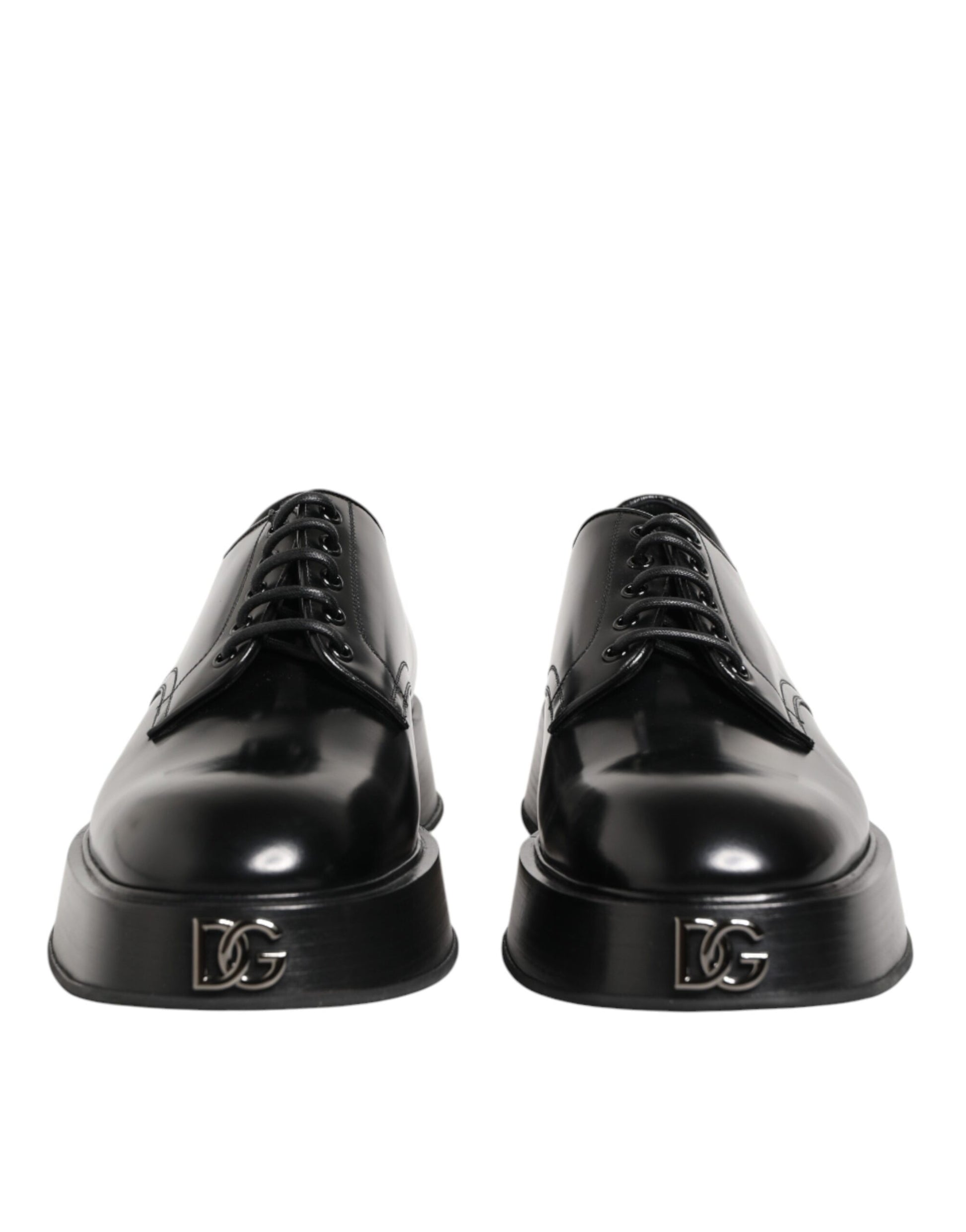 Black Calfskin Leather Men Derby Dress Shoes