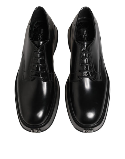 Black Calfskin Leather Men Derby Dress Shoes