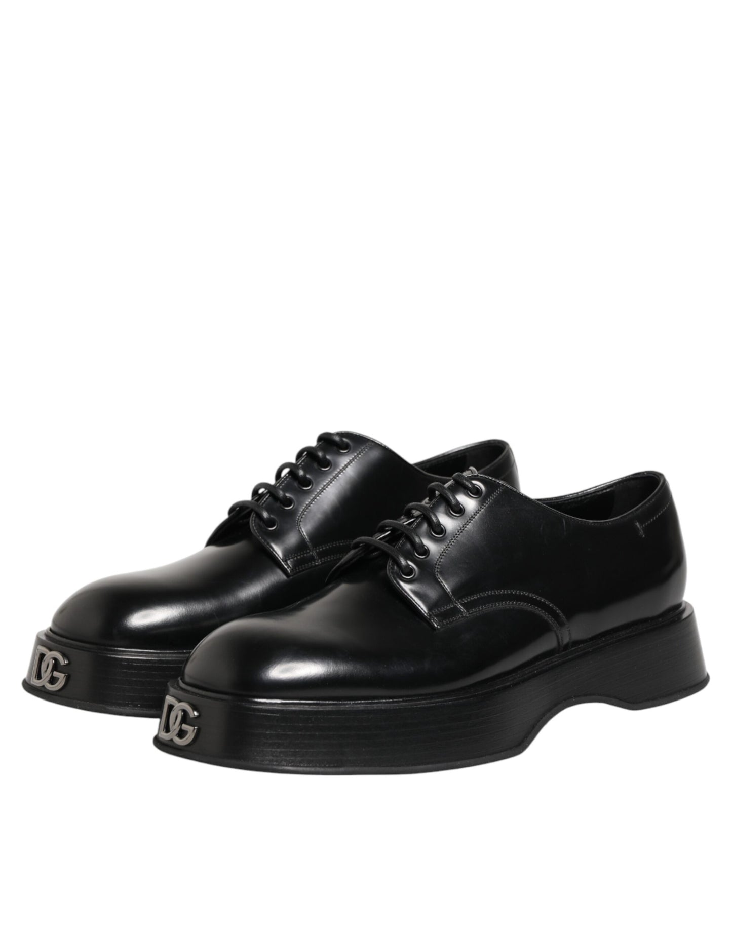 Black Calfskin Leather Men Derby Dress Shoes