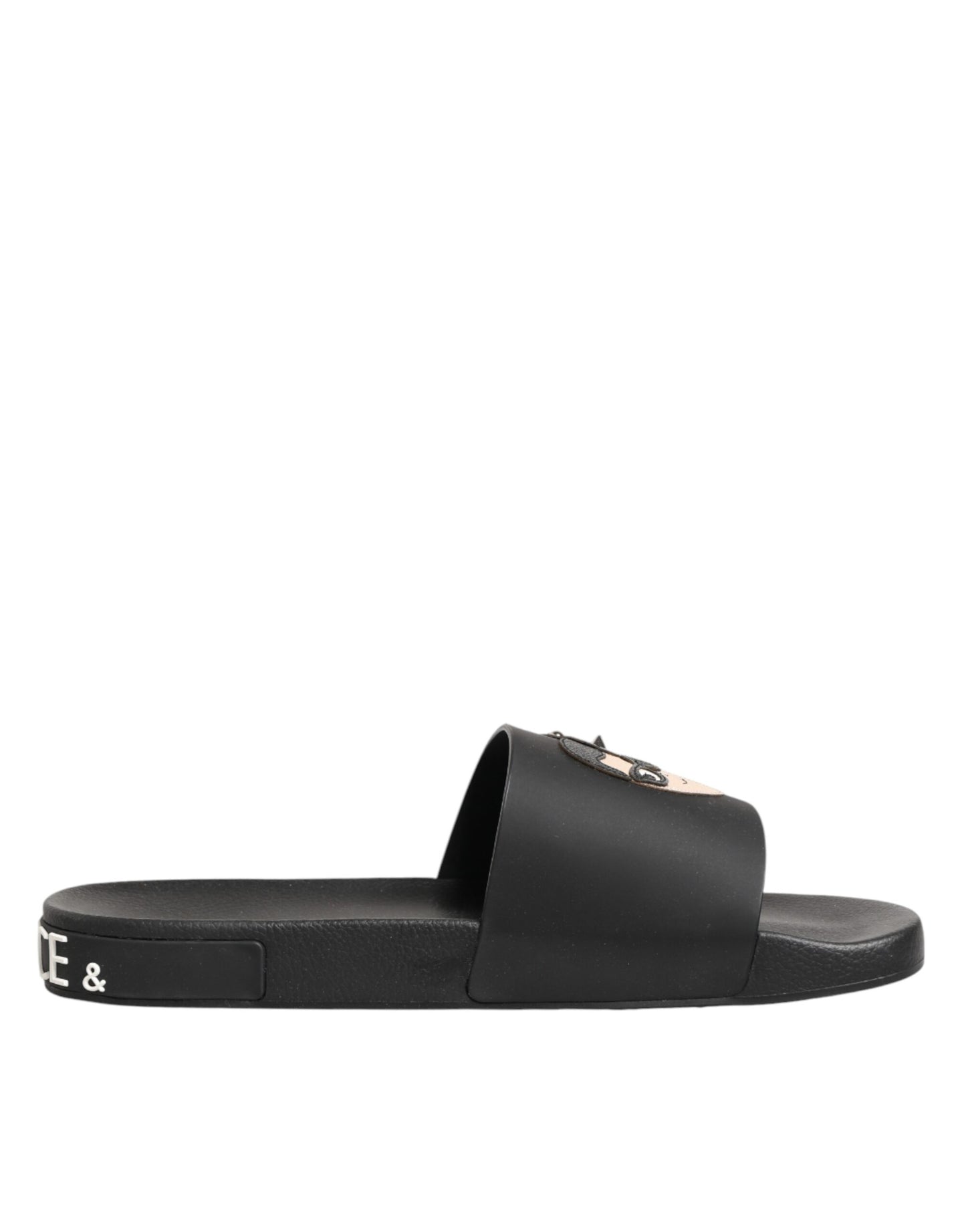Black Leather Slides Sandals Beachwear Shoes