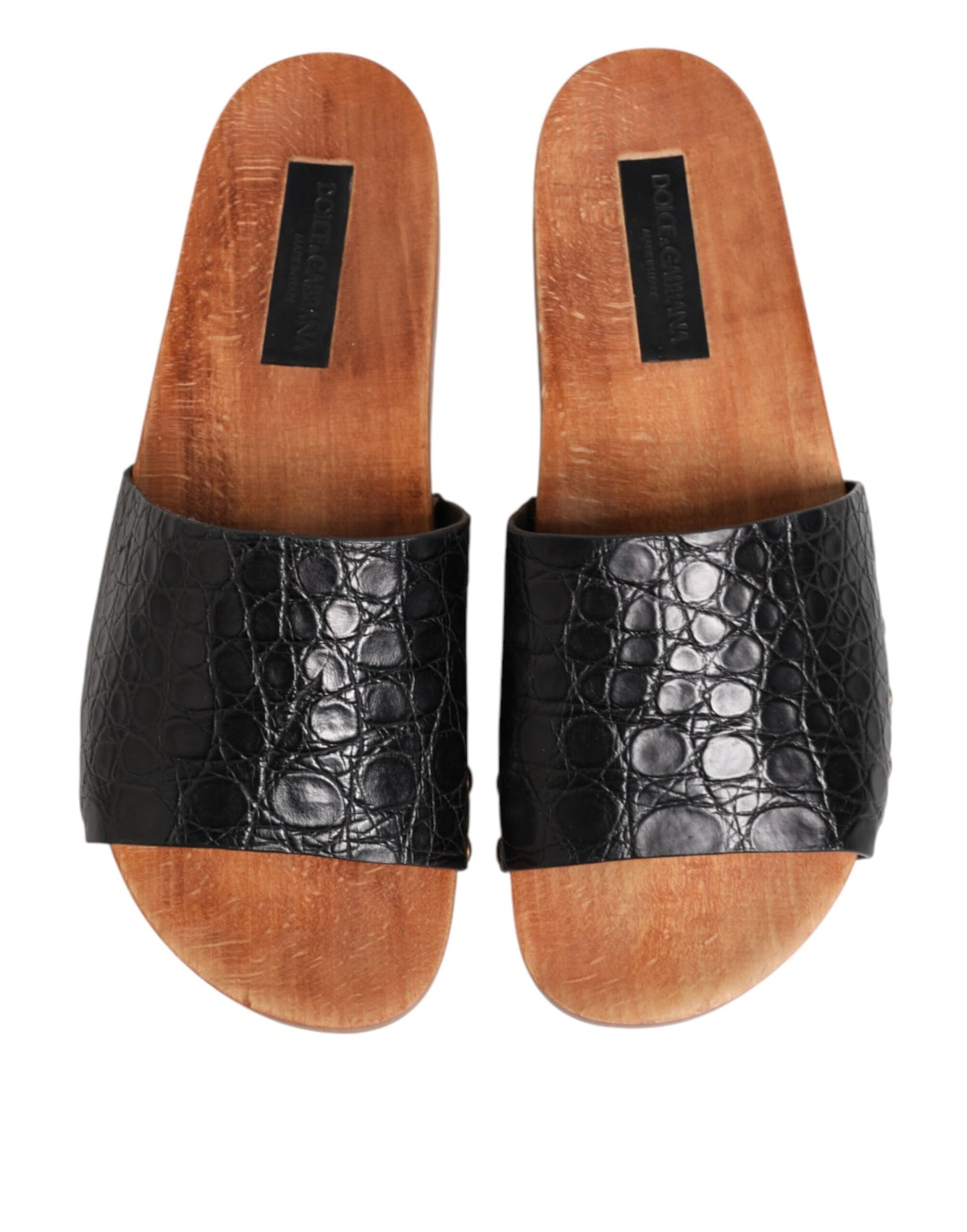 Black Brown Leather Slides Sandals Shoes