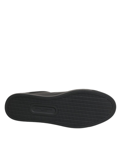 Black Leather Heart Embellished Sneakers Shoes