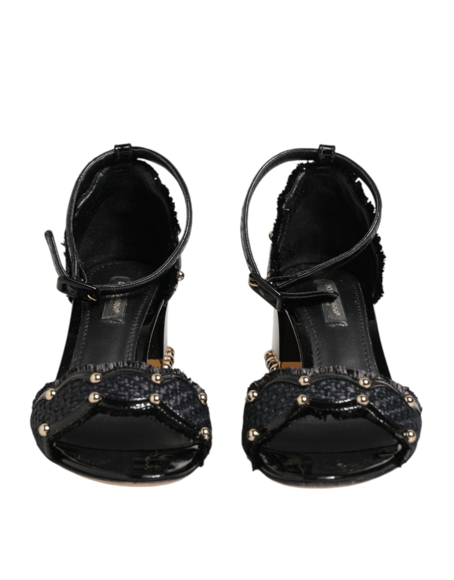 Black Studded Ankle Strap Sandals Shoes