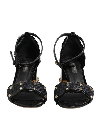 Black Studded Ankle Strap Sandals Shoes