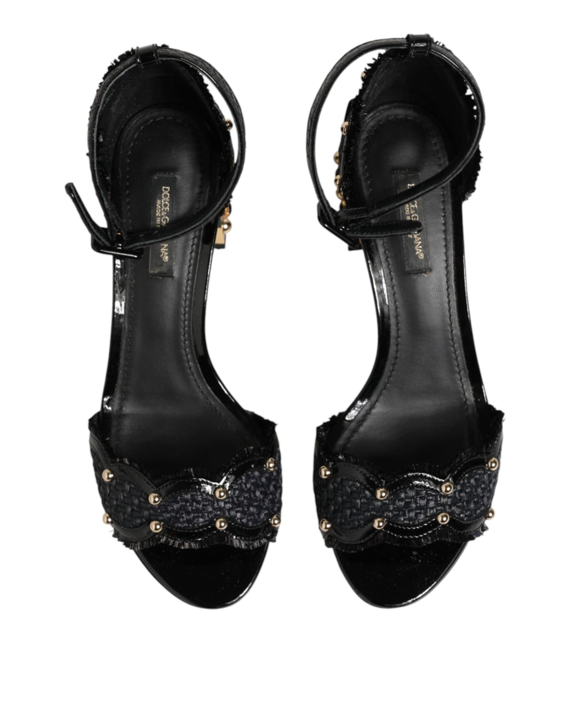 Black Studded Ankle Strap Sandals Shoes