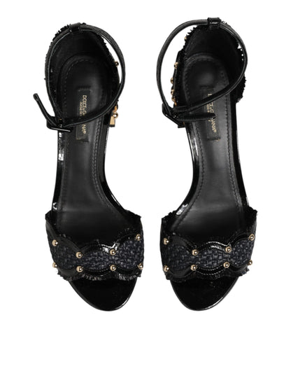 Black Studded Ankle Strap Sandals Shoes