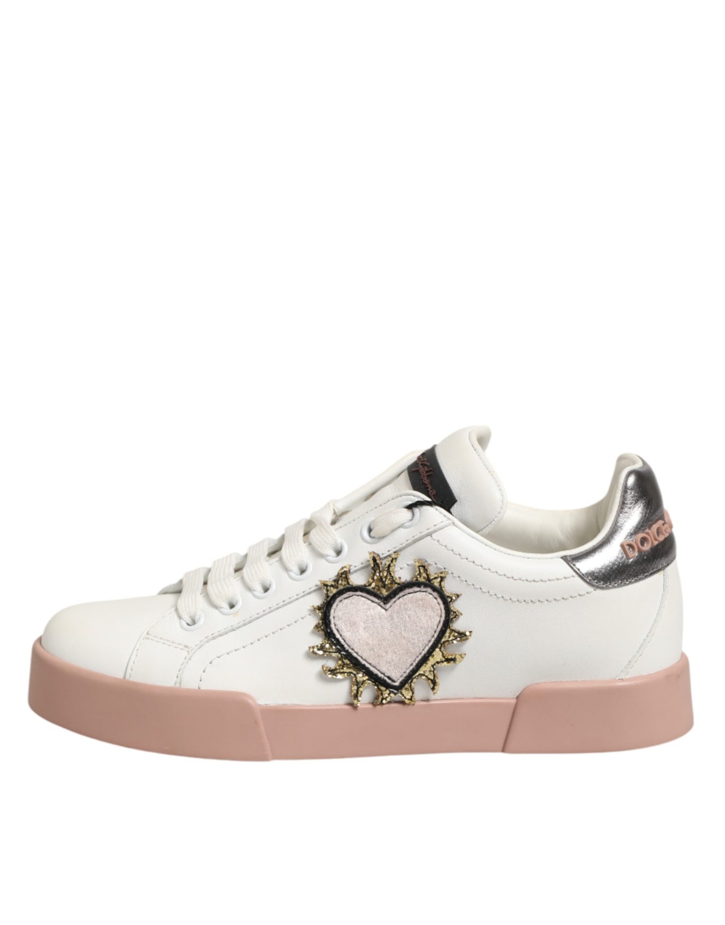 White Leather Sacred Heart Sneakers Shoes
