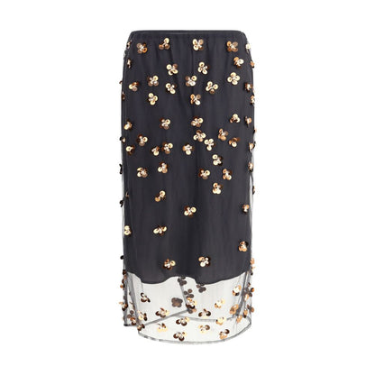 Black Polyamide Long Skirt