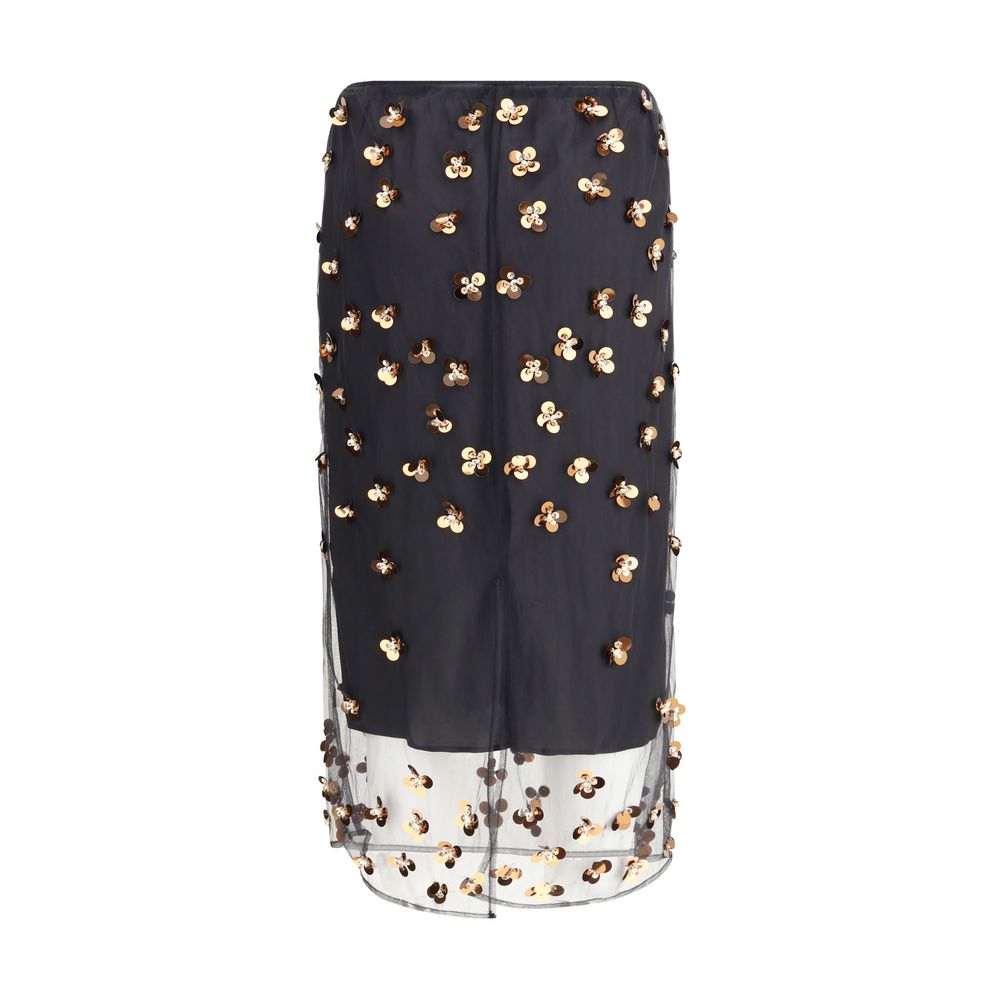 Black Polyamide Long Skirt