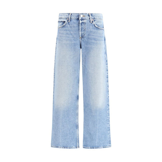 Blue Cotton Straight-Leg Jeans