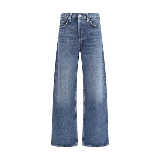 Blue Cotton Straight-Leg Jeans