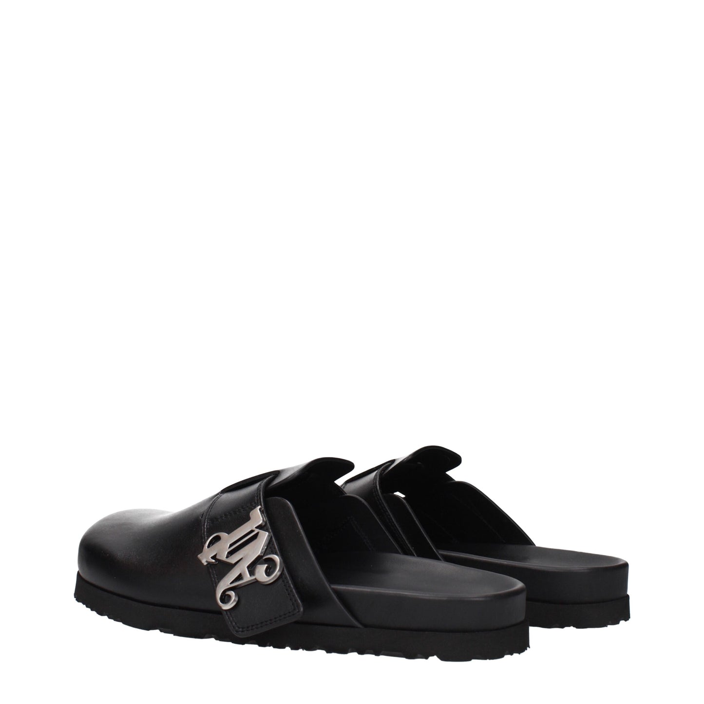 Black Leather Slippers