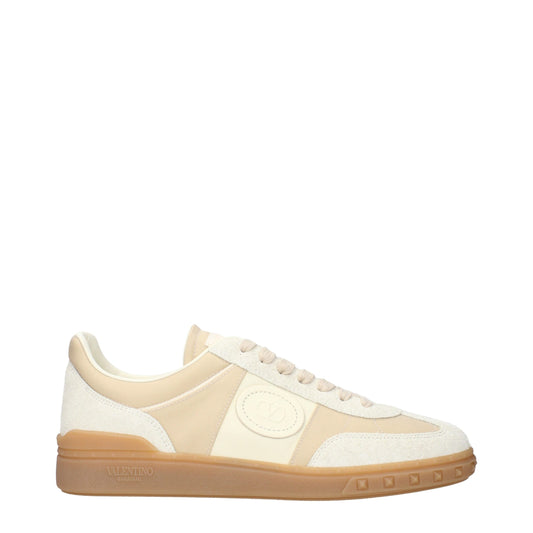 Beige Fabric Low Top Sneakers