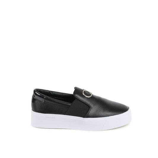 Black Leather Platform Sneakers