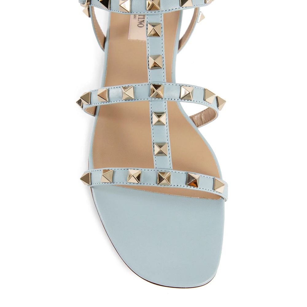 Blue Calfskin Strap-On Sandals
