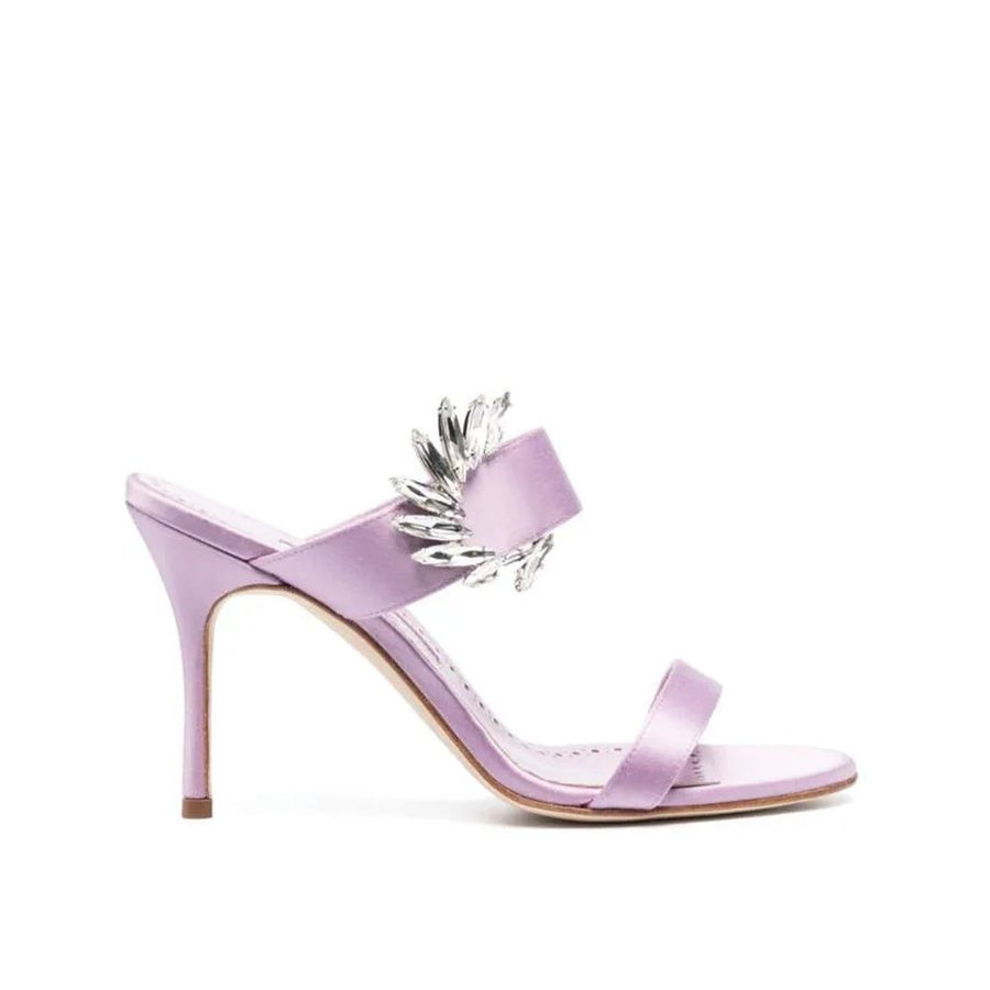 Purple Silk Stiletto Heel Sandals
