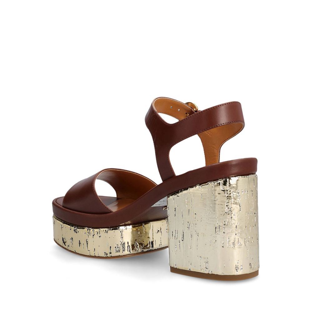 Brown Calfskin Platform Sandals