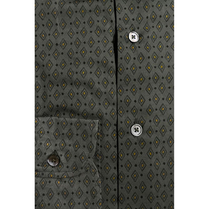 Green Cotton Men's Slim Shirt