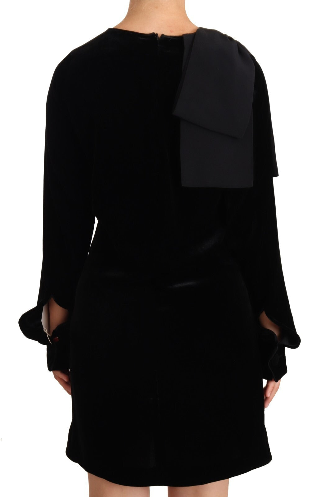 Sheath A-line Black Viscose Long Sleeves Round Neck Mini Dress