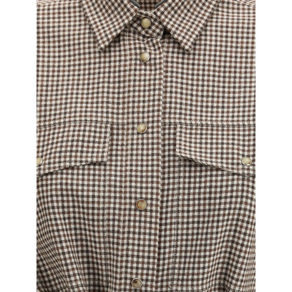 Brown Fleece Wool Pattern Shirt