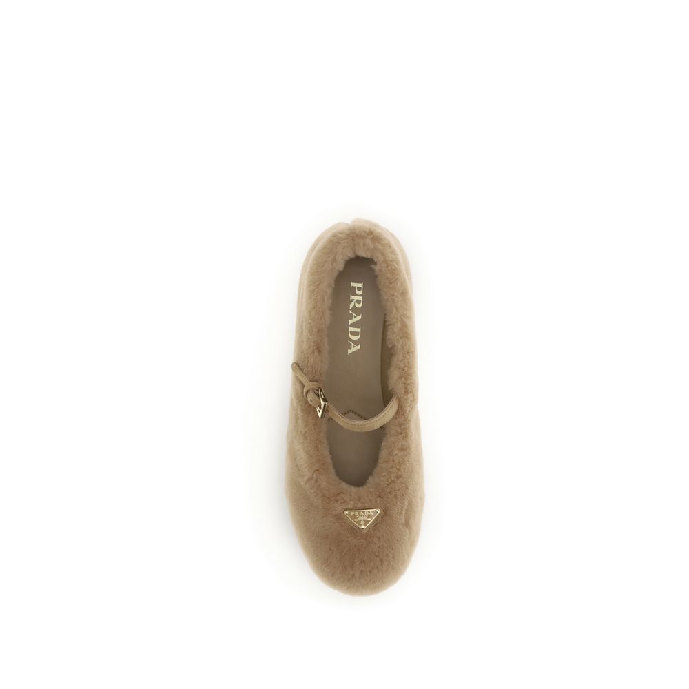 Beige Lamb Ovis Aries Aries Ballet Flats