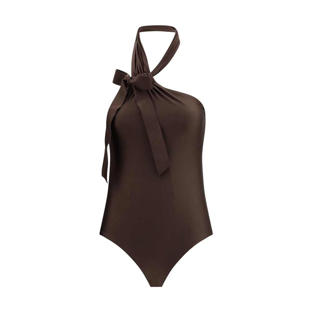 Brown Polyamide One-Piece Swimsuit