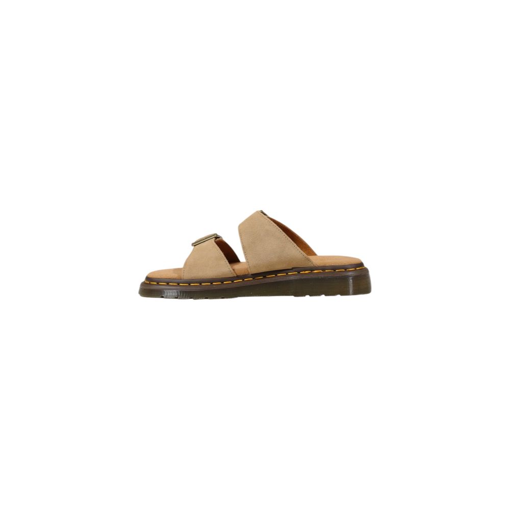 Beige Leather Flat Sandals
