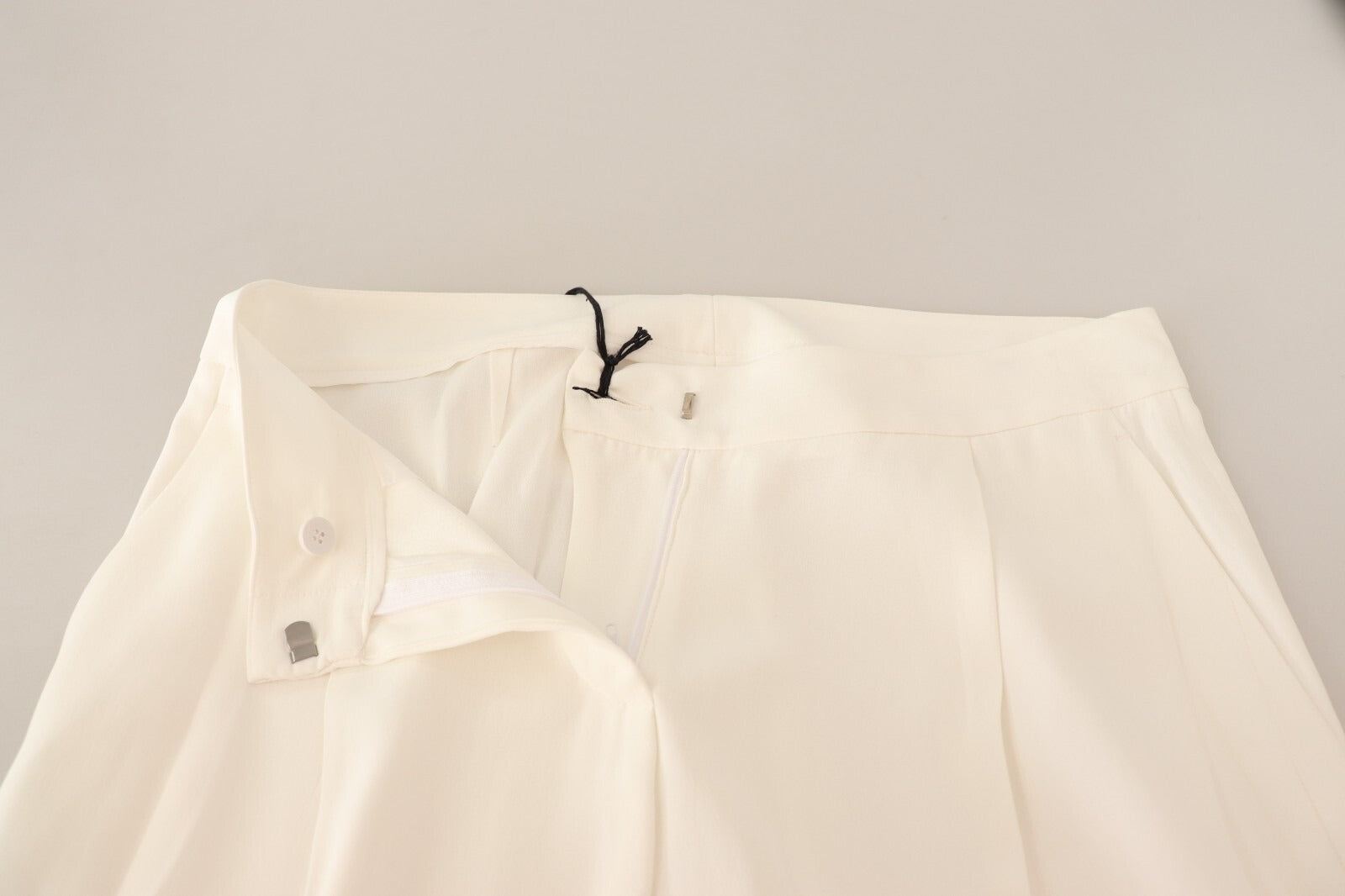 White High Waist Pleated Straight Formal Trouser Pants