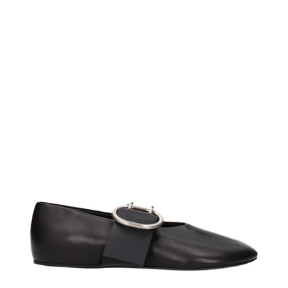 Black Leather Ballet Flats