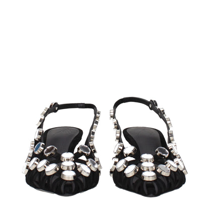 Black Leather Stiletto Heel Sandals