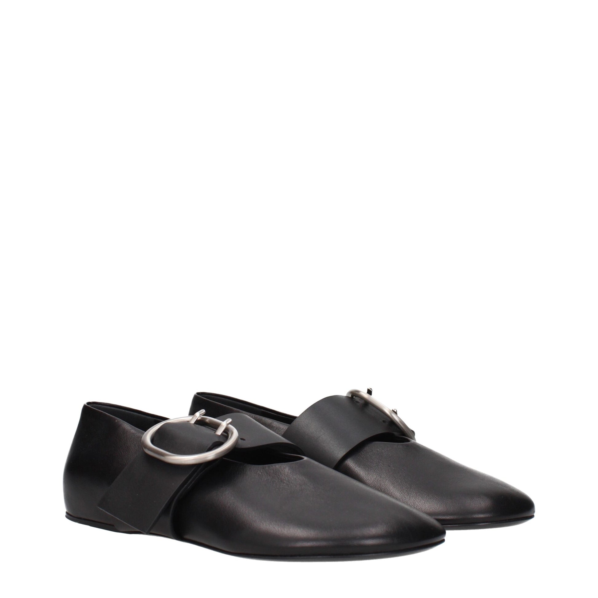 Black Leather Ballet Flats