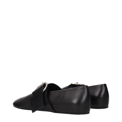 Black Leather Ballet Flats