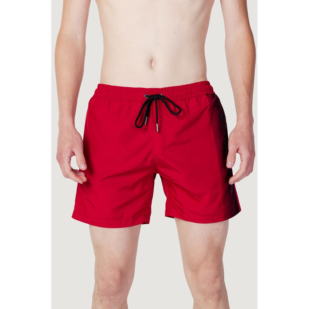 Red Polyester Swim Shorts