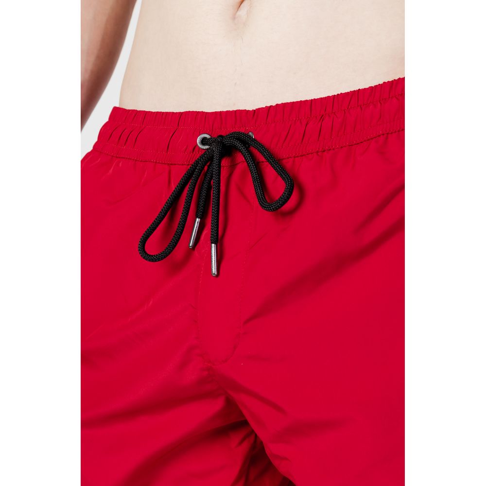 Red Polyester Swim Shorts