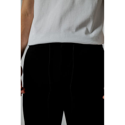 Black Polyester Casual Pants